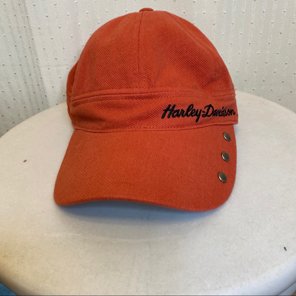 Harley Davidson orange studded adjustable hat